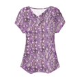 thumbnail image 4 of HAPIMO Women's Loose Pullover Tunic Clearance Elegant Casual Workout Tops for Teen Girls Trendy Summer Tees Floral Boho Graphic Short Sleeve V Neck Ruched Button Shirts Pink M, 4 of 4