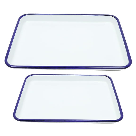 Raindrops 2 Pcs Enameled Roasting Baking Dish Trays for Oven Pancake White