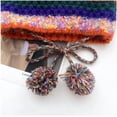 thumbnail image 3 of YooGuoGuo Women Winter Colorful Knit Handmade Crochet Hat Foldable Multicolored Striped Ear Protection Cap Braided Fringe, 3 of 6