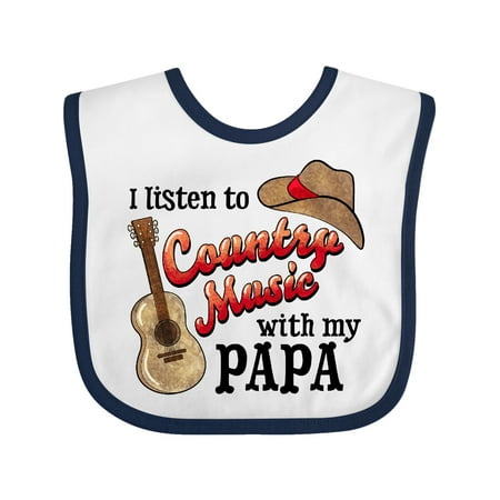

Inktastic I Listen to Country Music with My Papa with Guitar and Hat Gift Baby Boy or Baby Girl Bib