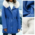 thumbnail image 7 of Women's Winter Parka Coats Soft Fleece Sherpa Lined Drawstring Snow Jacket With Hood Blue S, 7 of 7