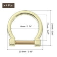 thumbnail image 2 of Uxcell D-Rings with Screw Shackle, 4Pack 13mm U Shape D Ring for Bag DIY, Gold, 2 of 5
