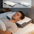 thumbnail image 1 of MTBLYS Neck Support Pillow Contoured Design Slow Rebound Foam Core 30X50Cm Removable Washable Cover Home Bedroom Dormitory Light Blue Gray, 1 of 7