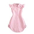 thumbnail image 2 of Uniform Dress for Girls Flutter Ruffle Sleeve Shirtdress A-Line Girls Summer Dresses 9-10 Years, 2 of 5