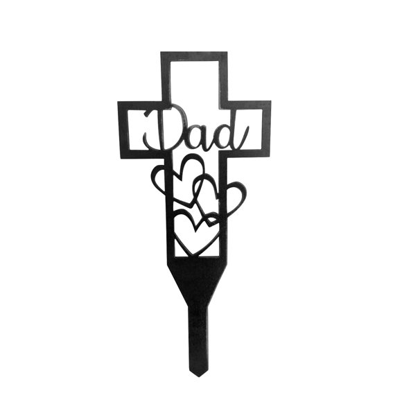 YATLTE Cemetery Memorial Cross Stake, Metal Cross Garden Stake Graves Cemetery Decorations, Metal Cross Yard Stake Grave Markers, Memorial Signs Marker for Dad/Mom Deceased Relatives