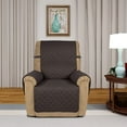thumbnail image 2 of Housse de Sofa Inclinable Matelassée Réversible, Protège-Meubles Résistant à l'Eau, Housse de Canapé Lavable avec Sangles Élastiques pour Enfants, Chiens, Animaux (Fauteuil Inclinable, Chocolat/beige), 2 of 7