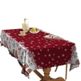 thumbnail image 3 of Mantel navideño de poliéster impermeable con relieve rectangular para fiestas navideñas, mantel de encaje, 3 of 5