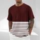 thumbnail image 1 of Blusas y camisas de manga corta con cuello redondo para hombre, blusa informal de poliéster con hombros descubiertos, estampado a rayas y manga corta para hombre., 1 of 5