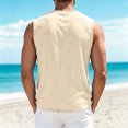 thumbnail image 4 of Stralyhd Summer Tank Tops for Men Breathable Summer Beach Vacation Linen Sleeveless Tank Tops V Neck Big and Tall Raw Edge Shirts Khaki XL, 4 of 4