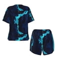 thumbnail image 5 of Lsque Blue Marble And Gold Women's Short-Sleeved Pajama Set - 2 Piece Soft and Lightweight Sleepwear Set-X-Large, 5 of 9