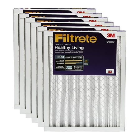 

Filtrete MPR 1500 16 x 20 x 1 Healthy Living Ultra Allergen Reduction HVAC Air Filter Attracts Fine Inhalable Particles like Bacteria & Viruses 6-Pack