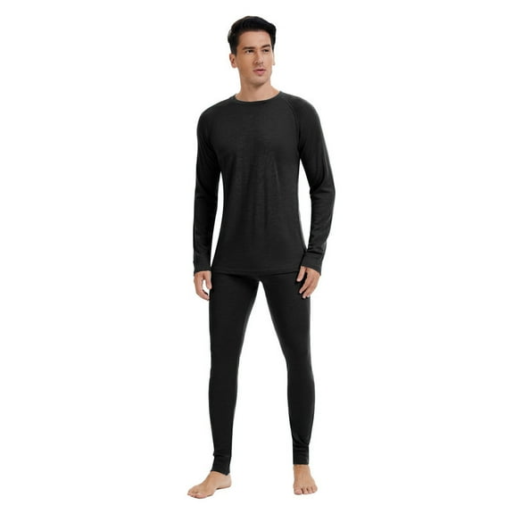 Mens 100% Merino Wool Base Layer Sets for Ski Lightweight Thermal Underwear