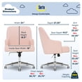 thumbnail image 6 of Serta Leighton Home Office Desk Chair Chrome Nailheads Twill Fabric Blush Pink, 6 of 11