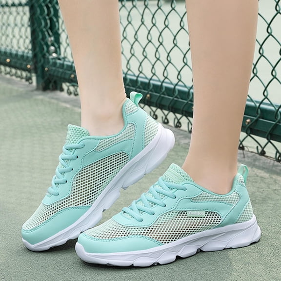 Vedolay Women's Platform Sneakers Women's Leisure Shoes Flat Nurse Shoes Comfortable Walking Knit Loafer Sneaker,Green 6.5