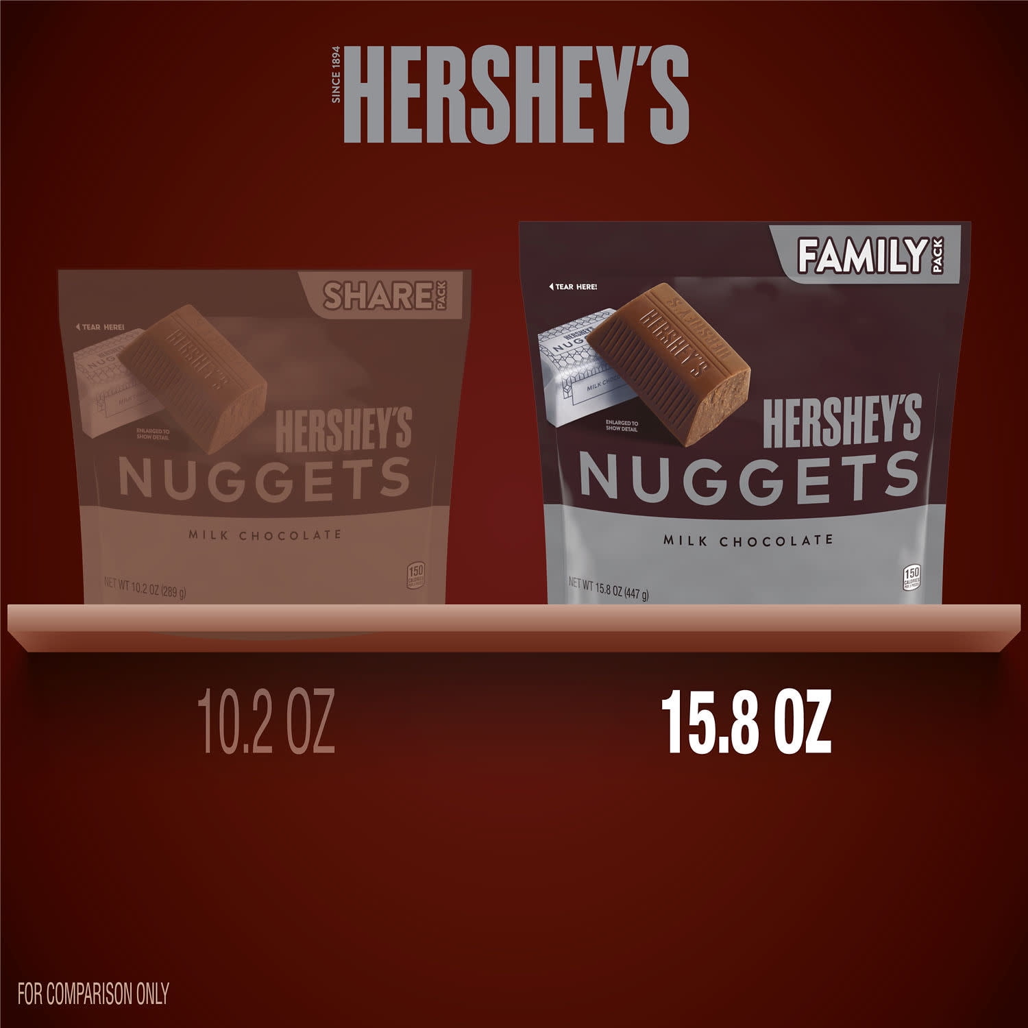 Hershey's Nuggets Milk Chocolate Candy, Family Pack, 15.8 oz