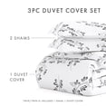 thumbnail image 3 of Noble Linens Gray Simple Vine Print 3-Piece Duvet Cover Set, King/Calking, 3 of 12