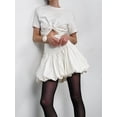 thumbnail image 6 of Women Bubble Mini Skirt High Waist A Line Short Skirt Ruffle Hem Slim Fit Skirts White S, 6 of 8