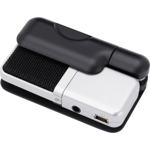 Samson Go Mic Portable Clip-on USB Condenser Microphone (Titanium)- USB 2.0 Hub with Individual LED lit Power Switches + Cleaning Cloth