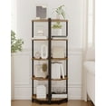 thumbnail image 4 of Corner Shelf Stand, Corner Bookshelf, Storage Standing Shelf Unit with Metal Frame, Plant Stand, Corner Bookcase for Living Room, Home Office, Bedroom, 5-Tier Rustic Brown, 4 of 16