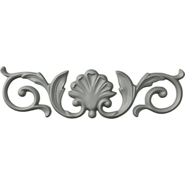 Ekena Millwork 11"W x 3 1/8"H x 1/2"P Gerald Center with Scrolls Onlay