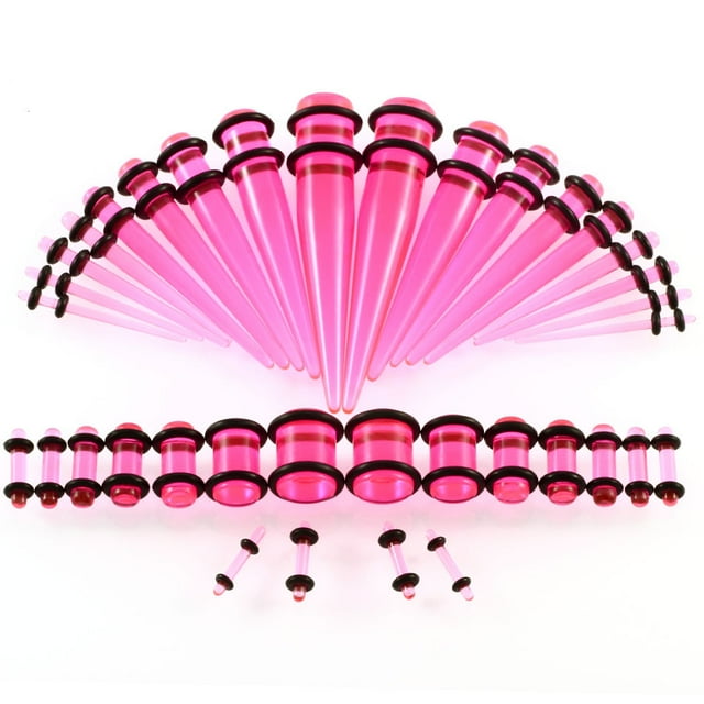 Clyhon 36 Pieces Ear Stretching Kit Acrylic Tapers and Plugs + Silicone Tunnels - Ear Gauges Expander Set Body Piercing