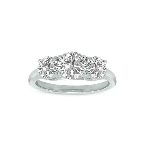 SZUL Women's 1 Carat TW Three Stone Lab Grown Diamond Ring in 14K White Gold