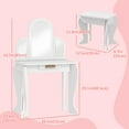 thumbnail image 3 of Qaba Dressing Table Set with Drawer and Chair for 3-6 Years Old, White, 3 of 8