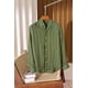 thumbnail image 4 of Camisa de manga larga con cuello cuadrado y rayas contrastantes de lino para hombre, informal, de negocios, para primavera y verano, 4 of 4