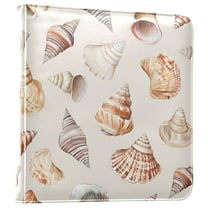 FORMRS 3 Ring Photo Album 4"x6" Self Adhesive Large Capacity PU Leather Cover, Red Watercolor Seashells