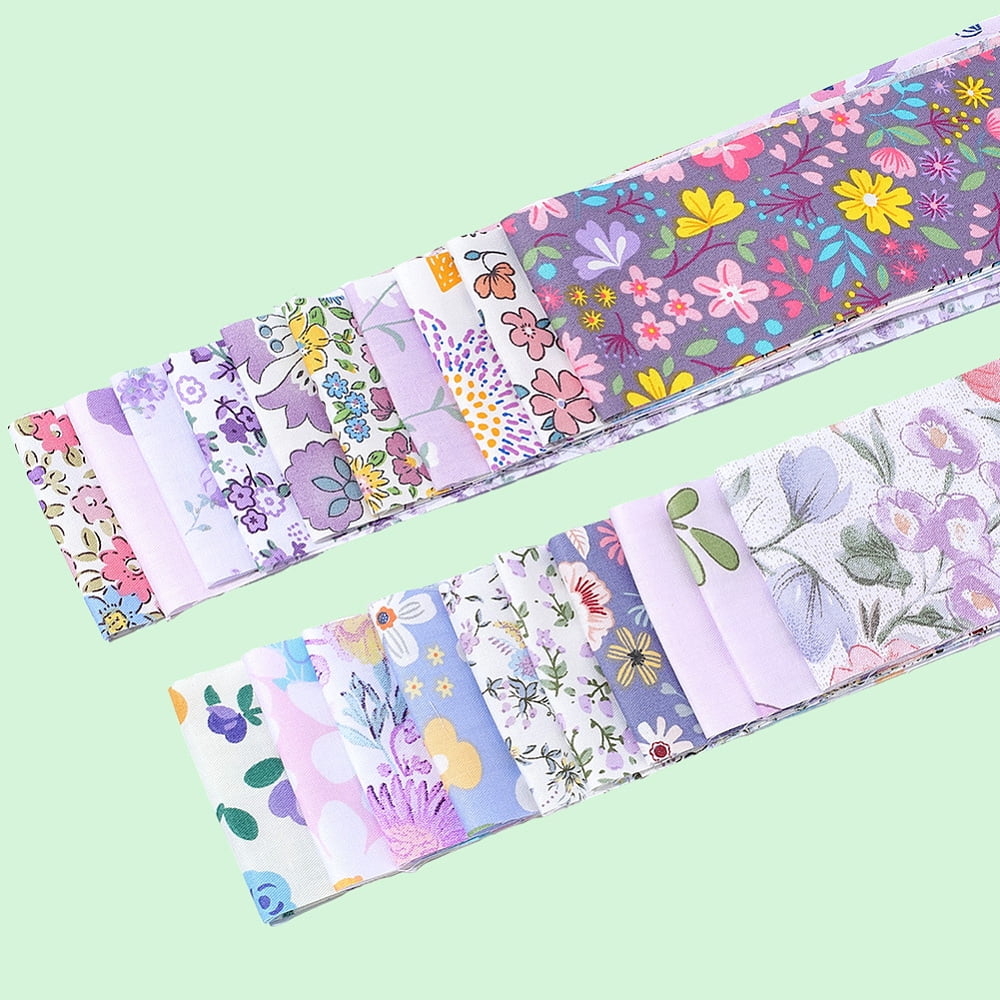 1set Flower Pattern Cotton Quilting Stripss Fabric Patchwork Fabric for DIY Craft Sewing Mixed Color 1000x65x0.1mm 40pcs/set