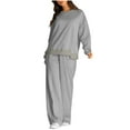 thumbnail image 4 of RYRJJ Womens 2 Piece Outfits Sweatsuit Crewneck Pullover Sweatshirt Lounge Sets Wide Leg Sweatpants Fall Fashion Tracksuit with Pockets(Gray,S), 4 of 8