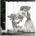 thumbnail image 4 of Ambesonne Romance Shower Curtain, Mariage, 69"Wx84"L, Dimgrey and White, 4 of 5