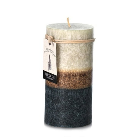 Scented Round Pillar Candle - Dynamic Collections Black Tan Scented Pillar Layered Candles: 3 x 6 inches