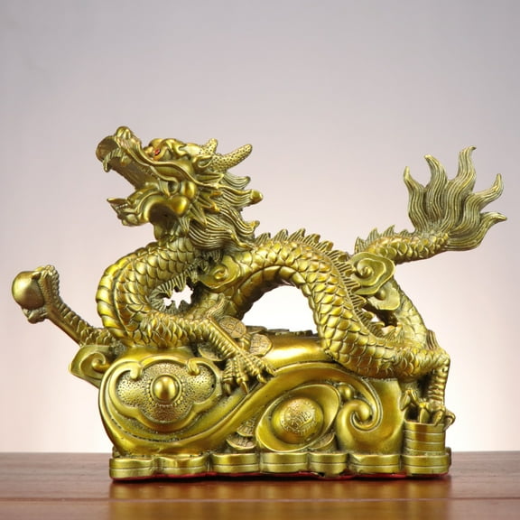 XmhyTop Brass Dragon Decor statue desktop brass dragon crafts Fengshui Dragon copper ornaments Decoration ,Style A,Small