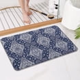 thumbnail image 4 of Blue and White Ethnic Floral Pattern Bathroom Rugs Mat,Non Slip Microfiber Bathroom Rug,Rubber Backing,Soft Bathroom Mats for Bathroom Floor,Tub and Shower,17x27in(43x68cm), 4 of 5