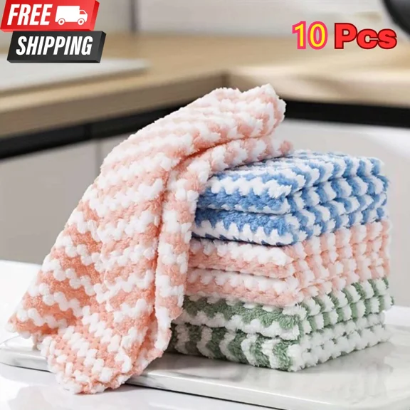 10Pcs Kitchen Towels Reusable Dishcloths Multicolor Cleaning For Multiple Uses