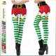 thumbnail image 2 of Nadanbao-pantalones de fiesta navideños para mujer, mallas con estampado de rayas verdes, medias elásticas de cintura media, 2 of 5