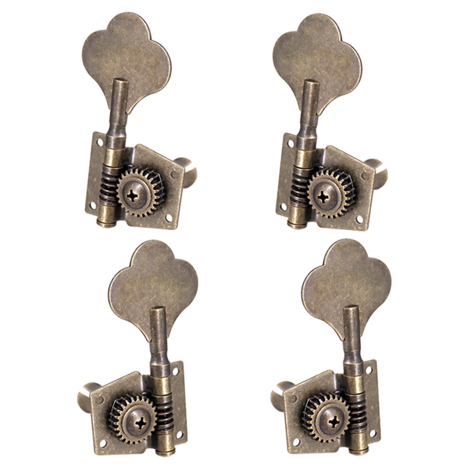 LeeQinersw 4 Open Bass Tuning Pegs Electric Bass Tuning Pegs Machine Heads Knobs Metal Bass 2L2R Bronze