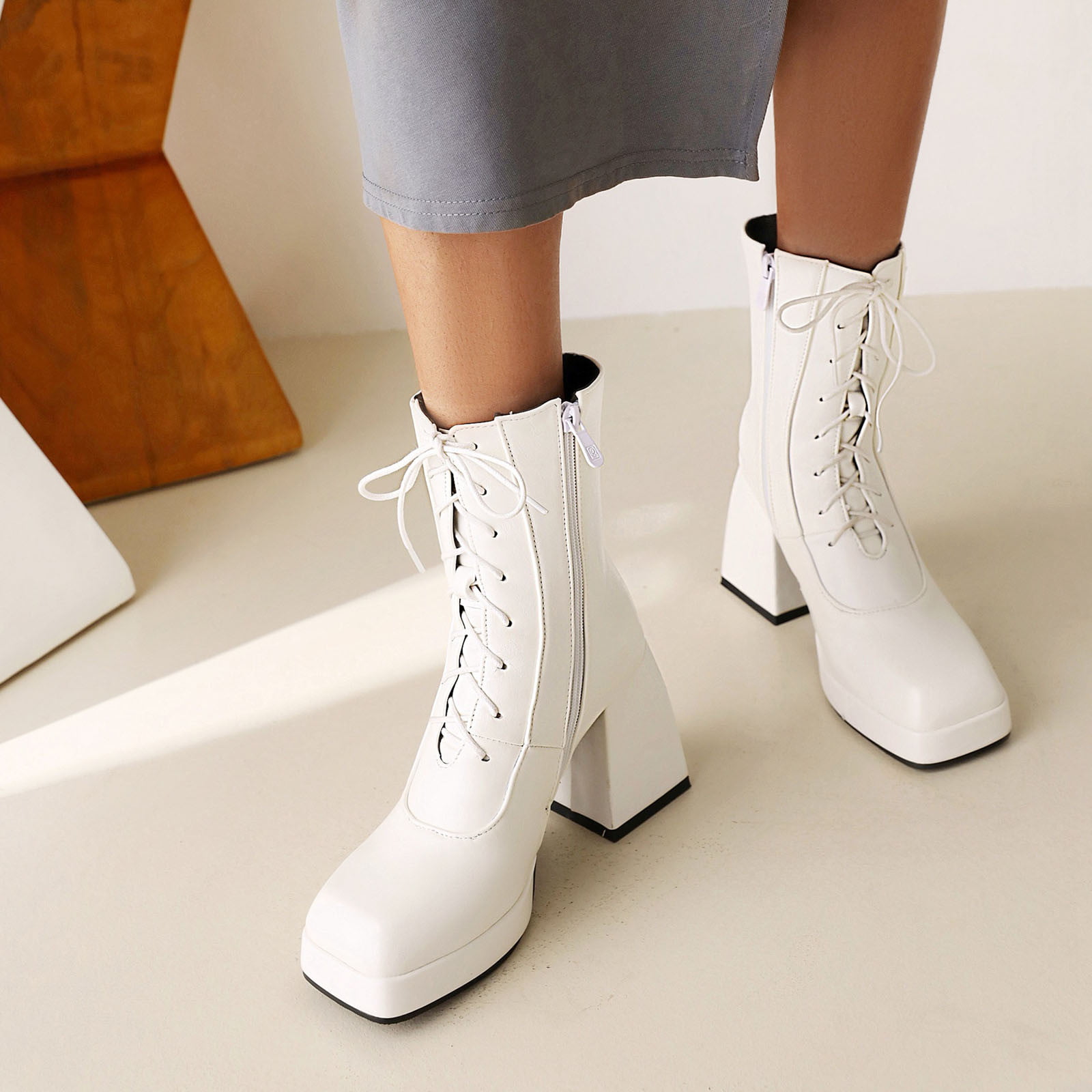 Crystal Queen Women White Lace Ankle Boots Spring Autumn Fashion Pointed  Toe Ladies 11cm High Heels Sexy Nightclub Shoes - Women's Boots - AliExpress