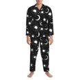 thumbnail image 3 of Balery Crescent and Stars Pijama para Hombre de Dos Piezas con Manga Larga, Conjunto de Dormir y Descanso Suave con Bolsillos-Medium, 3 of 7