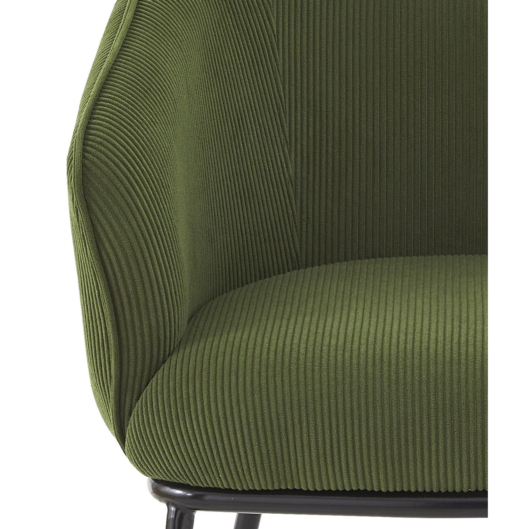 GDF Studio Mid-Century Modern Barrel Accent Chair with Corduroy Upholstery & Metal Legs, Green