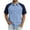 a01Blue, variant on Faux Denim Shirt for Men with 2 Pockets Short Sleeve Button Down Collared Raglan Color Block Shirts Western Soft Fit Work Casual Cowboy Comfortable Tops Khaki L
