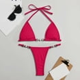 thumbnail image 4 of WEAIXIMIUNG High Neck Swimsuit Women's Solid Multicolor Two Piece Swimsuit Tobikini with Removable Pads No Underwire L, 4 of 4