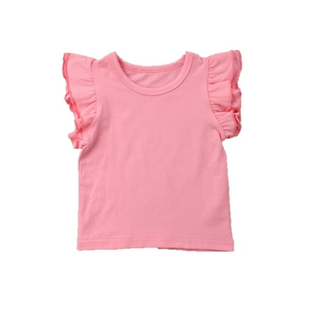 

FOCUSNORM Infant Toddler Baby Girl Top Basic Plain Ruffle T-Shirt Blouse Clothes