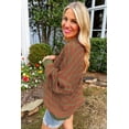 thumbnail image 3 of a.Jesdani Chandail Chic Brun Rayé: Épaule Tombante, Manches Longues, Style Polyvalent, 3 of 8