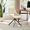thumbnail image 3 of Zesthouse Swivel Desk Chair No Wheels, Modern Linen Fabric Task Chair with Hollow Back, Armless Upholstered Office Chair for Home Office, Living Room, Bedroom, Beige, 3 of 13