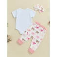 thumbnail image 5 of FEORJGP Infant Baby Boys Girls Summer Western Outfits 0 3M 6M 12M Toddler Short Sleeves Rompers Cow Print Jumpsuits and Elastic Pants Headband/Beaniesashion Cute 3 Piece Casual Set for Daily, 5 of 9
