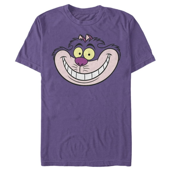 Men's Alice in Wonderland Cheshire Cat Big Face  Graphic Tee Purple 2X Large