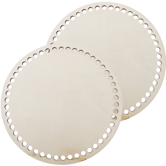 2 Pcs Natural Wooden Crochet Basket Bases for Decoration Beige Smooth Surface Bag Bottoms