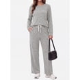 thumbnail image 2 of MOSHU Pajama Sets for Women Casual Two Piece Lounge Sets Soft Long Sleeve Tops and Long Pants Comfy Sleepwear fall Outfits, 2 of 10